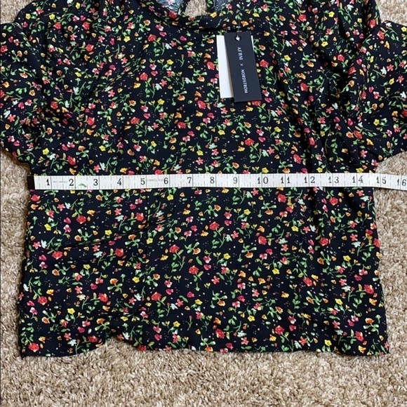 AFRM NEW Floral Print Puff Sleeve Crop Blouse M - Picture 8 of 11